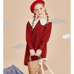 Autumn And Winter Red Girls' Woolen Dress