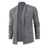 Men's Solid Color Loose Knit Long Sleeved Cardigan