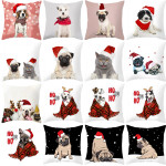 Pet Printing Christmas Peach Skin Fabric Pillow Cover