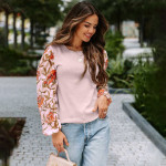 Printed Lantern Long Sleeve Casual Top Sweater Female