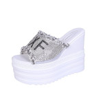 Trifle Sole Letter Rhinestone Sandals