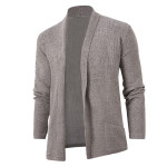 Men's Solid Color Loose Knit Long Sleeved Cardigan