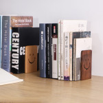 Wooden Bookends With Metal Base Heavy Duty Black Walnut Book Stand With Anti-Skid Dots For Office Desktop Or Shelves