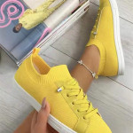 Flat Lace-Up Fly Woven Mesh Breathable Shoes