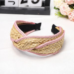 Fashionable Straw Braided Headband Simple Bag