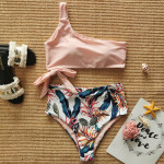 One Shoulder Strap Bikini Print New Swimsuit