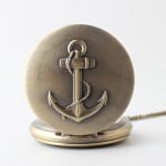 Retro Boat Anchor Embossed Lanyard Pocket Watch