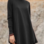 Women's Solid Color High-necked Irregular Loose Commuter Long Sleeve