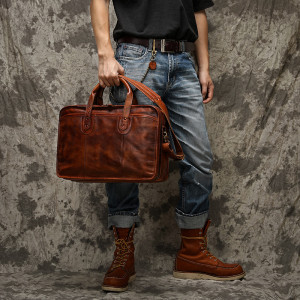 Large Capacity Multifunctional Vintage Leather Men's Briefcase