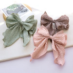 Solid Color Fabric Crumpled Bow Hair Accessory