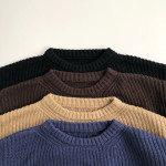 Solid Color Round Neck Children Sweater Men