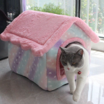 Foldable Dog House Pet Cat Bed Winter Dog Villa Sleep Kennel Removable Nest Warm Enclosed Cave Sofa Pets Supplies