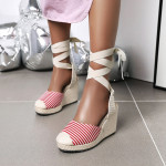 New Women'S Shoes Wedge High-Heeled Straw Single Shoes