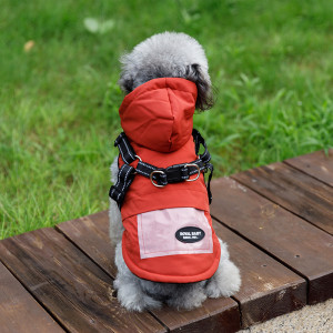 Dog Clothes With Hat And Suspenders Traction Anti-raincoat