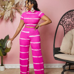 Striped Printed Sunken Stripe Navel Wide Leg Suit