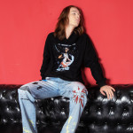 Graffiti-embroidered Frayed Wash Jeans