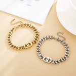 New European And American Gold Thick Chain Necklace Design Fashion Net Red Collarbone Chain Bracelet Set