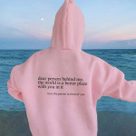 Women's Brushed Hoody Plain Letter Printed Kangaroo Pocket Drawstring Printed Hoodie