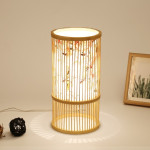 Tea Room Bamboo Woven Table Lamp Study Night Light Adjustable Light Warm Zen Bedside Lamp