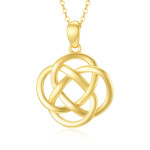 9K Yellow Gold Celtic Knot Pendant Necklace 16+1+1 inches