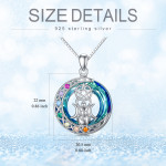 Chakra Triple Moon Goddess Crystal Necklace In White Gold Plated Sterling Silver