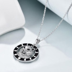 Wolf Pendant Necklace 925 Sterling Silver Moon Phase