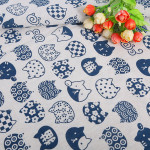 Cat Head Printing Handmade Linseed Cotton DIY Tablecloth Door Curtain Pillow Background Fabric