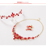 Bridal jewelry, red necklace, earrings, three sets of toast, clothing accessories wholesale