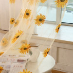 Sun Flower Offset-printed Light Transmission Breathable Balcony Living Room Gauze Curtain Window Screen