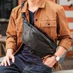 Leather Chest Bag Leather Men's Angled Shoulders