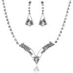 The bride simple crystal diamond jewelry set chain chain set bride wedding fashion necklace set of two pieces of glass stones