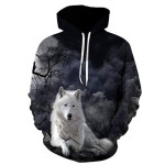 Wolf Head 3D Digital Printing Pullover Hooded With Pocket Sweatshirt