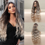 Medium Brown Gradient Blonde Women's Long Curly Hair