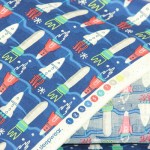 Plain Cotton Fabric Nordic Style Rocket Print Handmade DIY