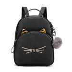 Cartoon Cat Cute Casual Women's Leather Backpack