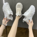 Daddy Shoes Women'S Solid Color Thick-Soled Increased Women'S Shoes Mesh Breathable Casual Sports Shoes Single Shoes White Shoes