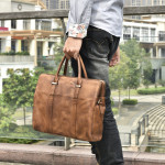 Vintage Vegetable Tanned Leather Men's First Layer Cowhide Casual Business Handbag