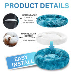 Fluffy Donut Dog Bed Warm Soft Long Plush Pet Cushion Dog House Cat Bed Washable Pet Sofa Mat Calming Samll Large Dog Beds