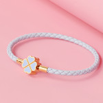 Four-leaf Clover Hand Rope Leather Girl's Bracelet Ornament Braided Leather Rope