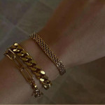 Retro Mesh Belt Titanium Steel Gold-plated Wide Bracelet Female Ins Niche Design Light Luxury Personality Fashion Hand Jewelry