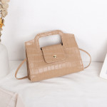 Serpentine Color Contrast Lock Chain Platinum Square Bag