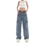 Women's Hip-hop Multi Pocket Straight Jeans