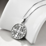 Saint Benedict Medals Necklace for Women Sterling Silver