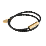 Stainless Steel Braided Leather Rope Couple Bracelet