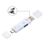 Portable 5 In 1 Multifunction Usb 2.0 Type C Usb Micro Usb Tf SD Memory Card Reader OTG Card Reader Adapter Mobile Phone Accessories