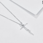 S925 Sterling Silver Faith Cross Moon and Star Necklace Pendant Jewelry 