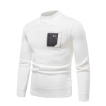 Men's Pasted Letter Embroidered Sweater Half High Neck