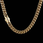 Stainless Steel Encrusted Zircon Spring Buckle Cuban Chain