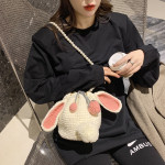 Strawberry Rabbit Crochet Wool Shoulder Bag