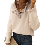 Women's Knitting New Casual Long-sleeved Ruffle Pullover Female